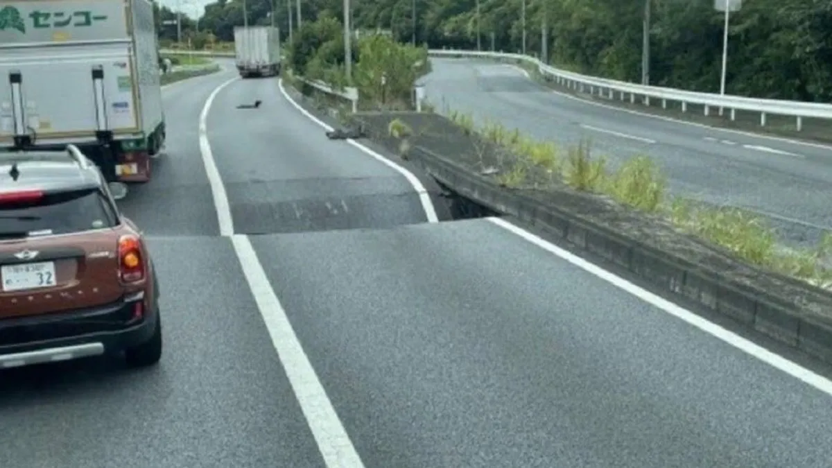 Facianın eşiğinden dönüldü: Japonya’da 4 şeritli otoyol çöktü!